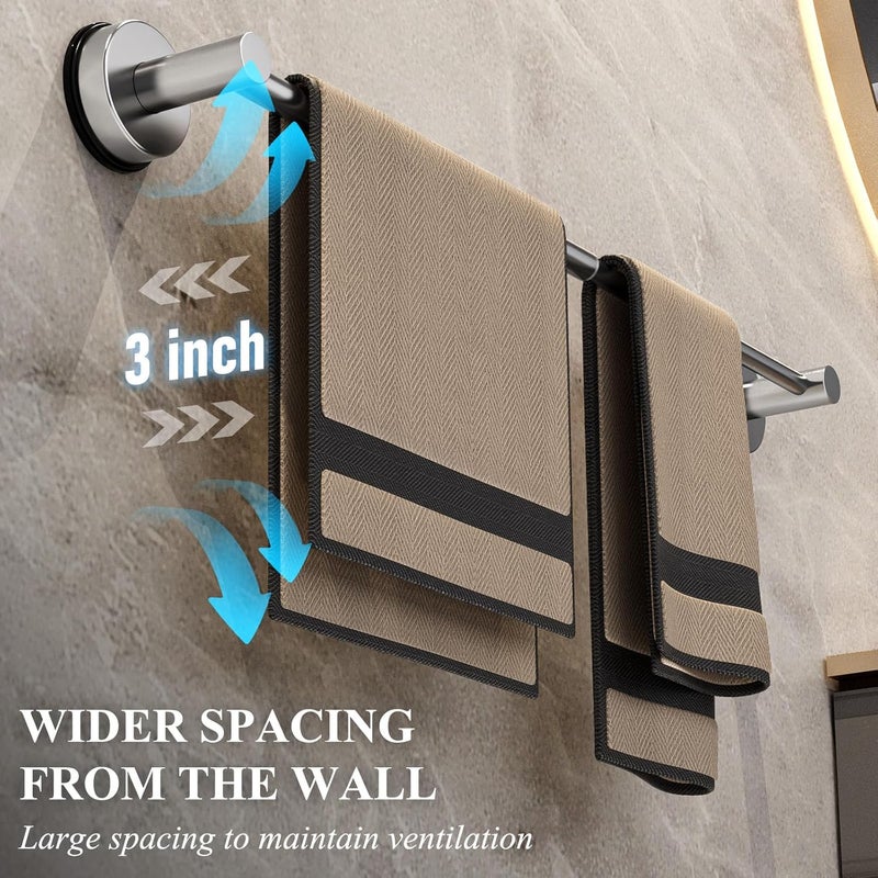BKV Towel Bar for Bathroom Wall,Adjustable 12~21 Inch Towel Racks for Bathroom Wall Mounted, Towel Holder for Glass Shower Door,Apparment Essentials,Home Decor-Silver(2pcs) - Image 3